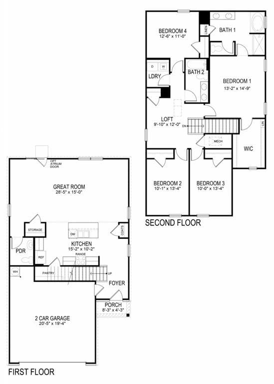 Elston floorplan sketch at Rolling Meadows in Jasper, GA