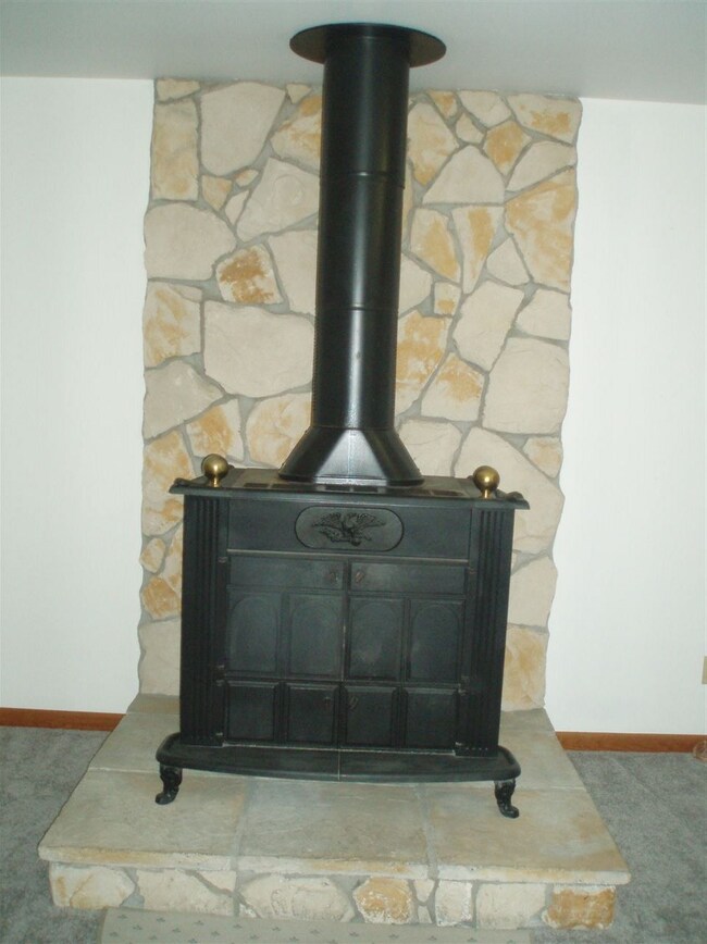 Wood burning stove with double insulated chimney s