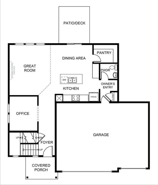 Main Level with an office / flex space