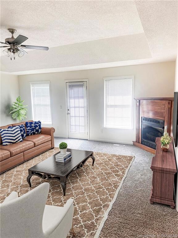 living room with gas fireplace