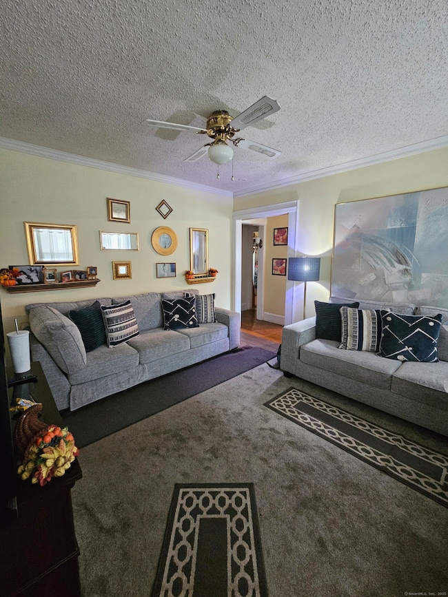 First floor living room. Very welcoming, high ceilings, pocket doors, and plenty of natural light throughout!
