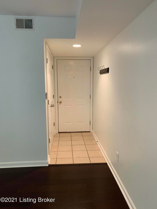 Front door and utility closet