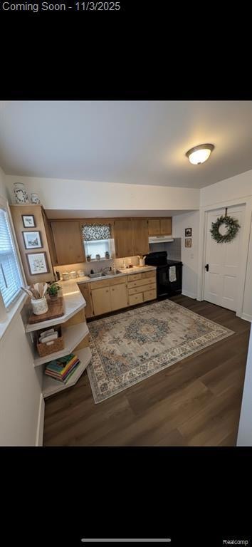 Sunroom with carpet flooring, brick wall, and wooden walls