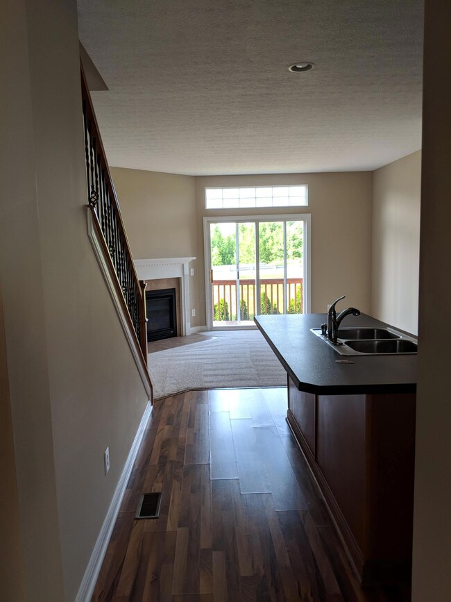 View into kitchen, family room.