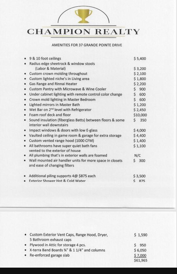 Amenities List