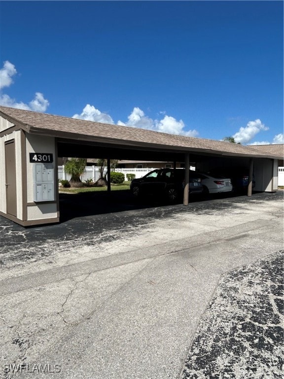 View of car parking with a carport