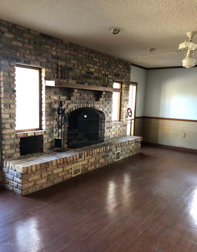 family room with fire place