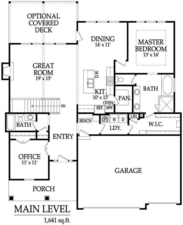 General main level rendering - actual home may vary