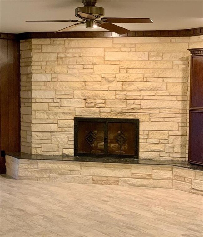 New tile flooring and look at this gorgeous firepl