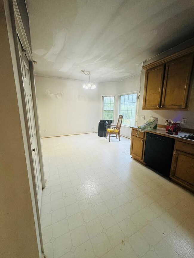 Looking into the dining area from the kitchen
