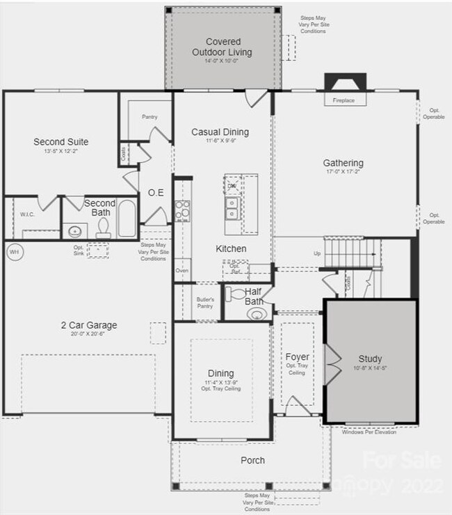 Structural options added at 9039 Ellery Channing Drive include: second suite, tray ceilings in dining and owner's suite, fireplace, rear covered outdoor living, shower at first floor guest suite, tankless water heater, shower ledge at owner's bath, study, additional window at gathering, and gourmet kitchen.