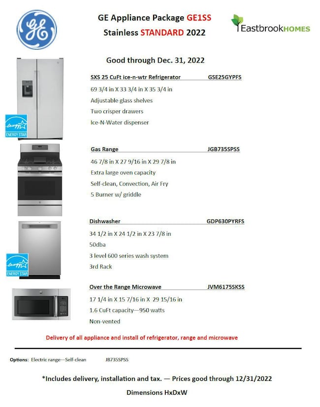 townhome included appliance package