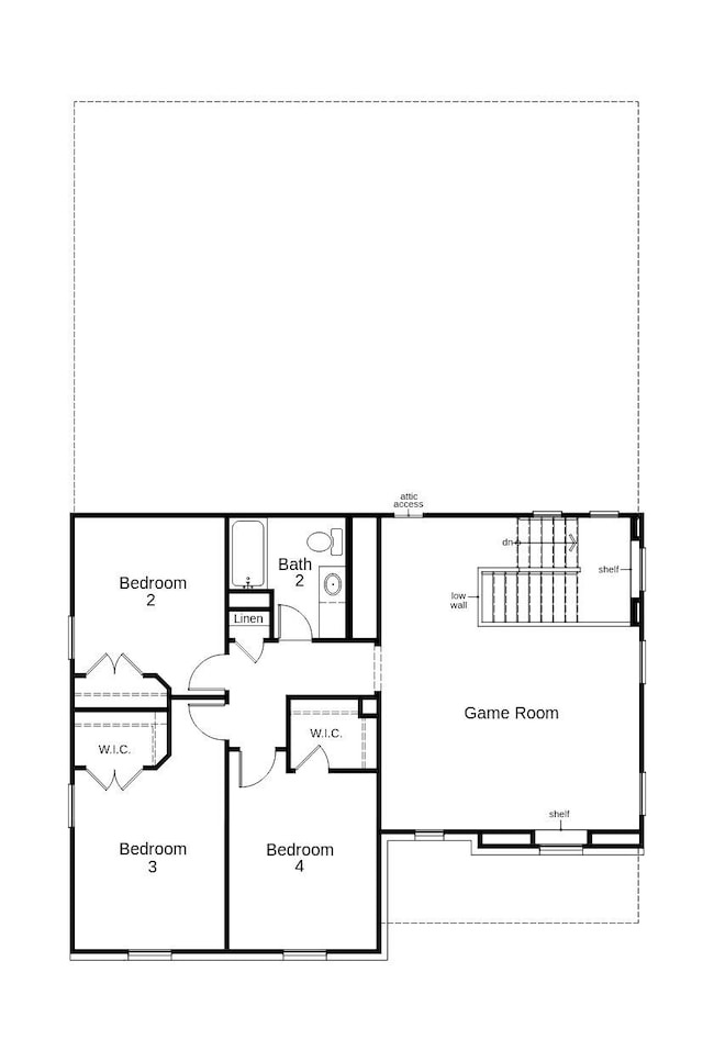 This floor plan features 4 bedrooms, 2 full baths,