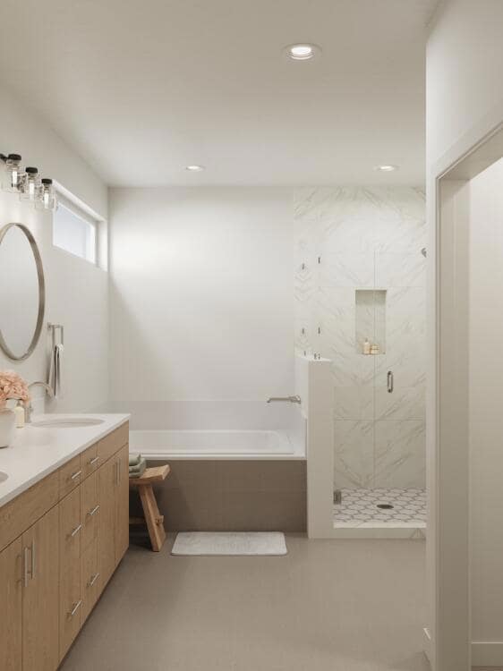 Walk in Shower and Luxury Tub