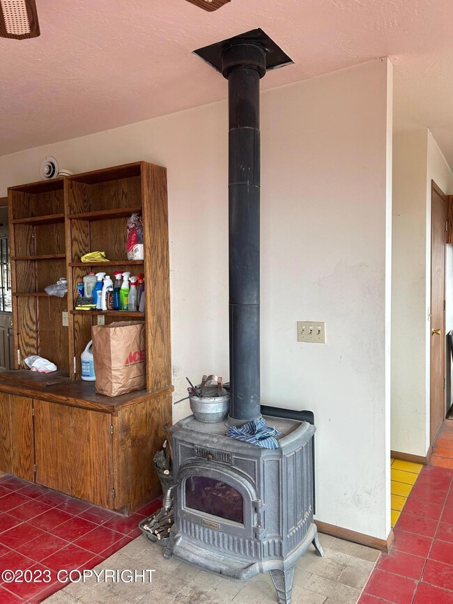 woodstove in living area