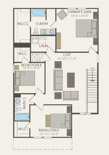 Centex Homes, Coolidge/T floor plan second level