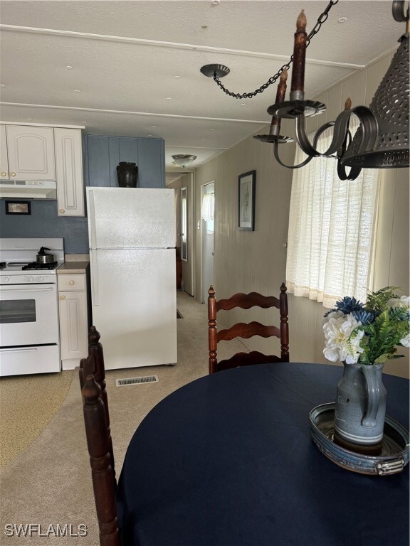 Carpeted dining room featuring plenty of natural l