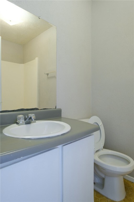 Bathroom featuring vanity and toilet