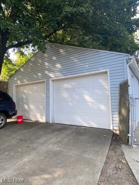 View of detached garage