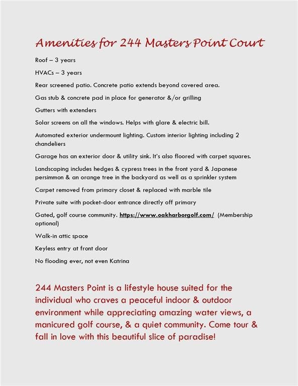 Please read the helpful amenities list
