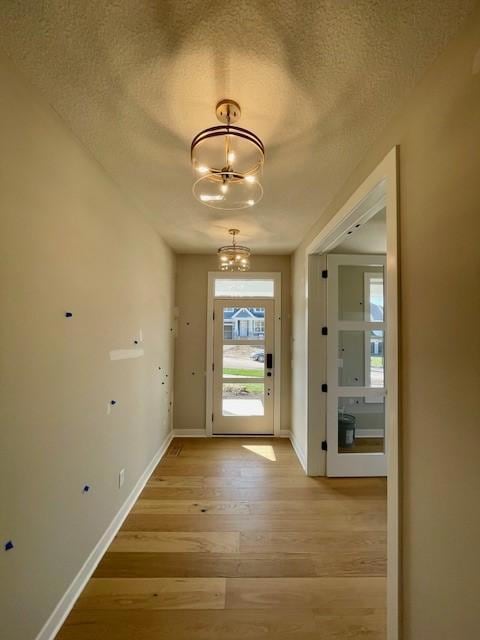 Foyer hallway with 3 lite front door.