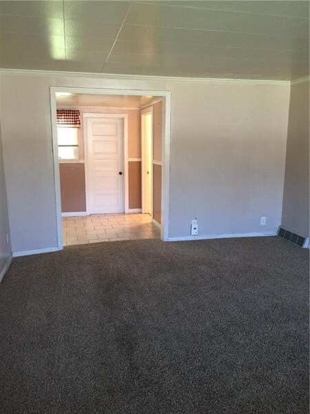 View from living area.  The door straight ahead is