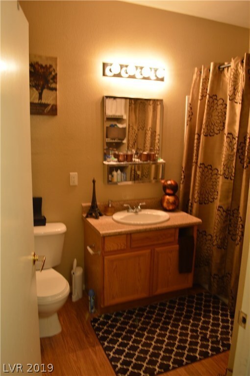 Bathroom with storage shelves