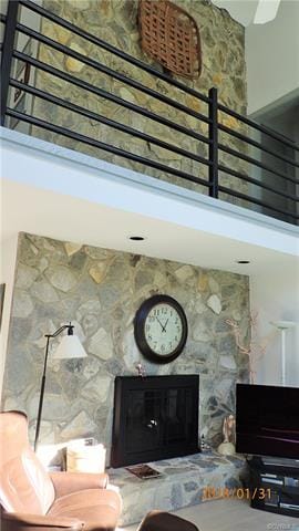 Stone Fireplace in Living Area & Upstairs Balcony
