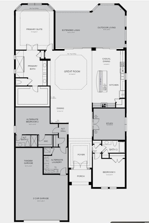 Structural options include: tray ceilings, tandem