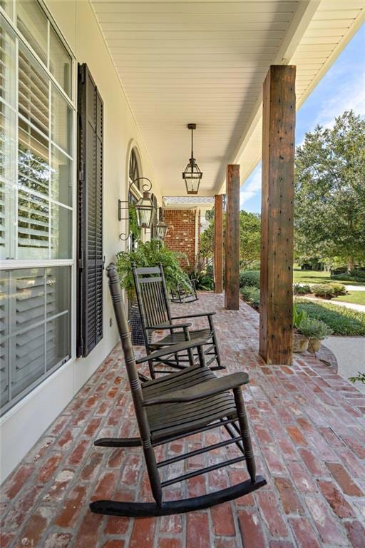 Charming classic southern front porch with beautif