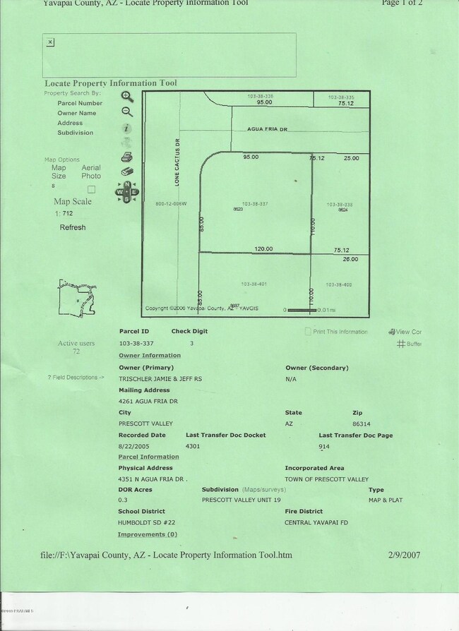 County info for Agua Fria lot