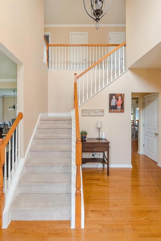 Foyer with hardwood floors.
