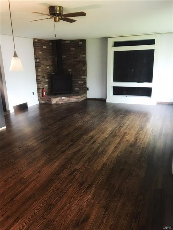 GORGEOUS refinished hardwood floors, the fireplace