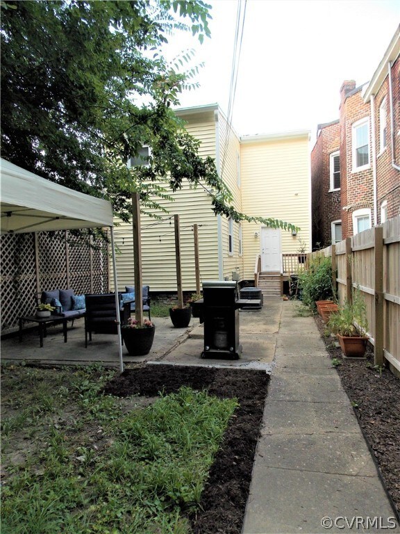 View from parking area to back door.
