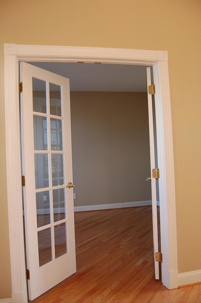 French doors into den