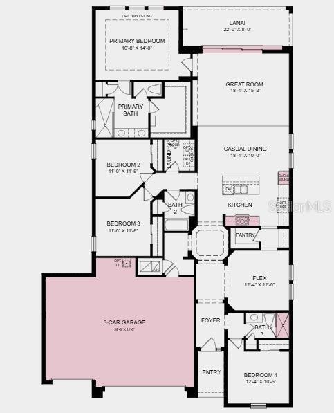 Structural options added include: gourmet kitchen, 8ft interior doors, pocket sliding glass doors, 3 car garage, shower in place of tub at bath 3