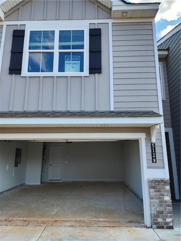 View of home's exterior featuring board and batten