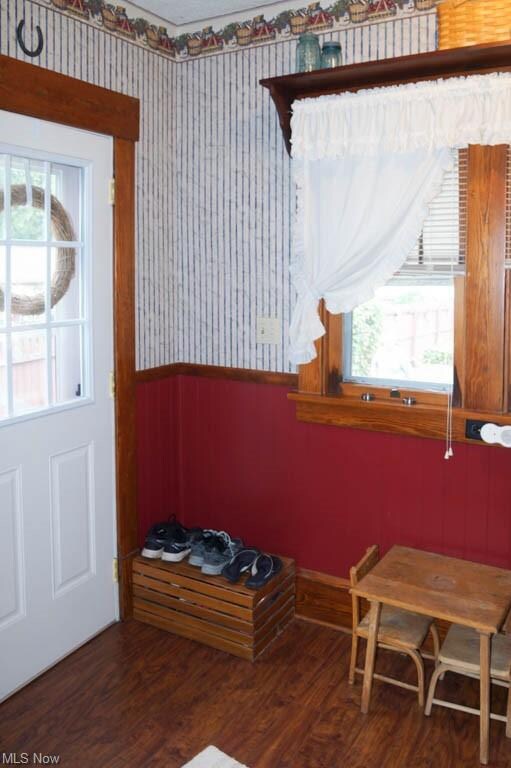 Mudroom with access to the backyard.