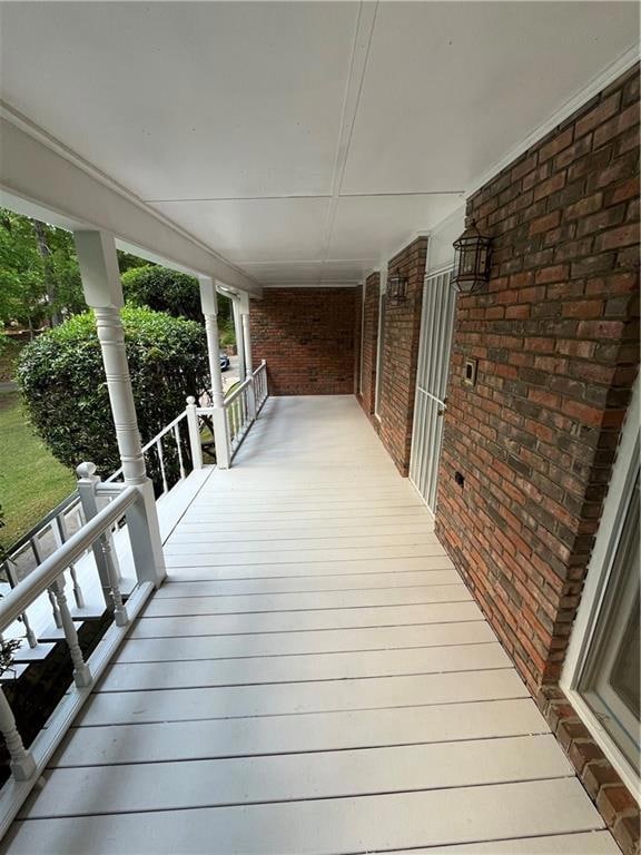 Wooden deck with covered porch