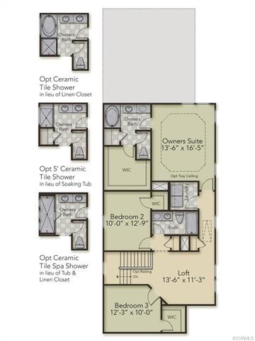 Second Floor Layout - home has the opt 5' Ceramic 