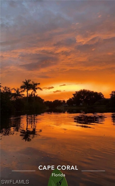 Side of property in the evening.