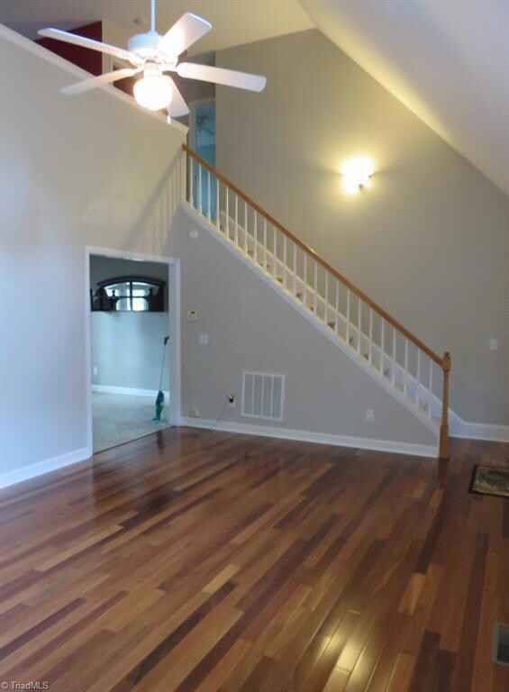 The loft is visible from below overlooking the great room.