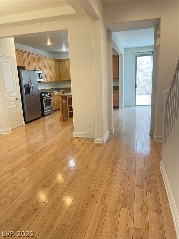 Looking from entry to dining are and kitchen