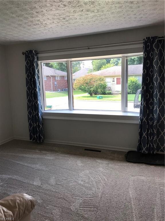 Living room new carpet, window treatment and fresh