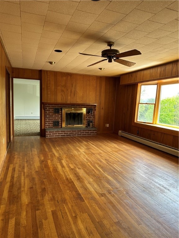 Living room with fireplace.  Door leads to family