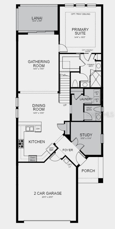 Structural options include: elevation b, gourmet kitchen, alternate study, game room, outdoor kitchen rough-in, pocket door at owners suite to owners bath, pocket sliding glass door at gathering room, pre-plumb for future laundry sink at garage, 15 amp/110 volt floor outlet, additional drop-in sink at bath 3