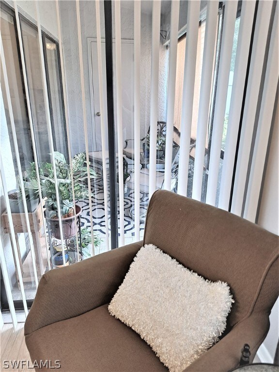 looking out at patio from master