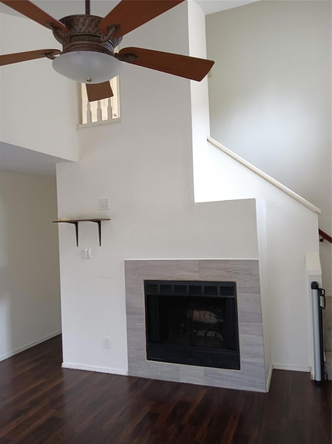 Room details with wood finished floors, a tile fir