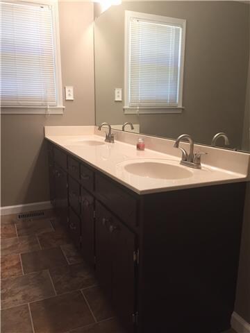 Master bathroom with double vanity sinks