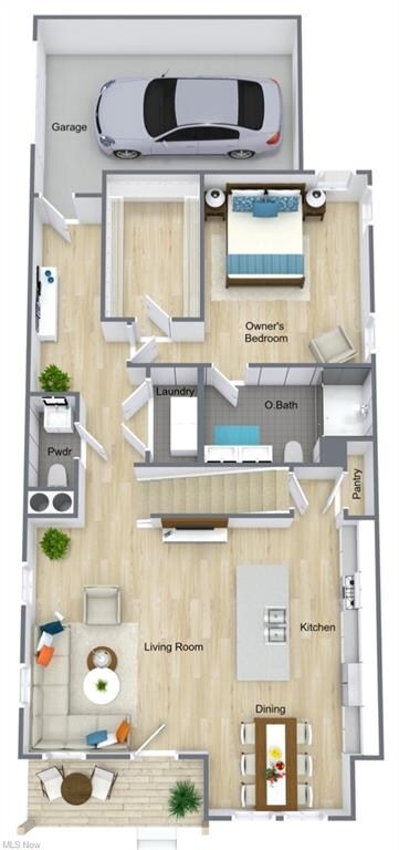 First floor.  Garage is detached.